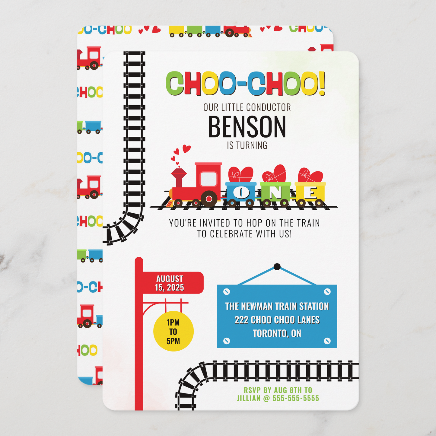 First Birthday Train Invitation