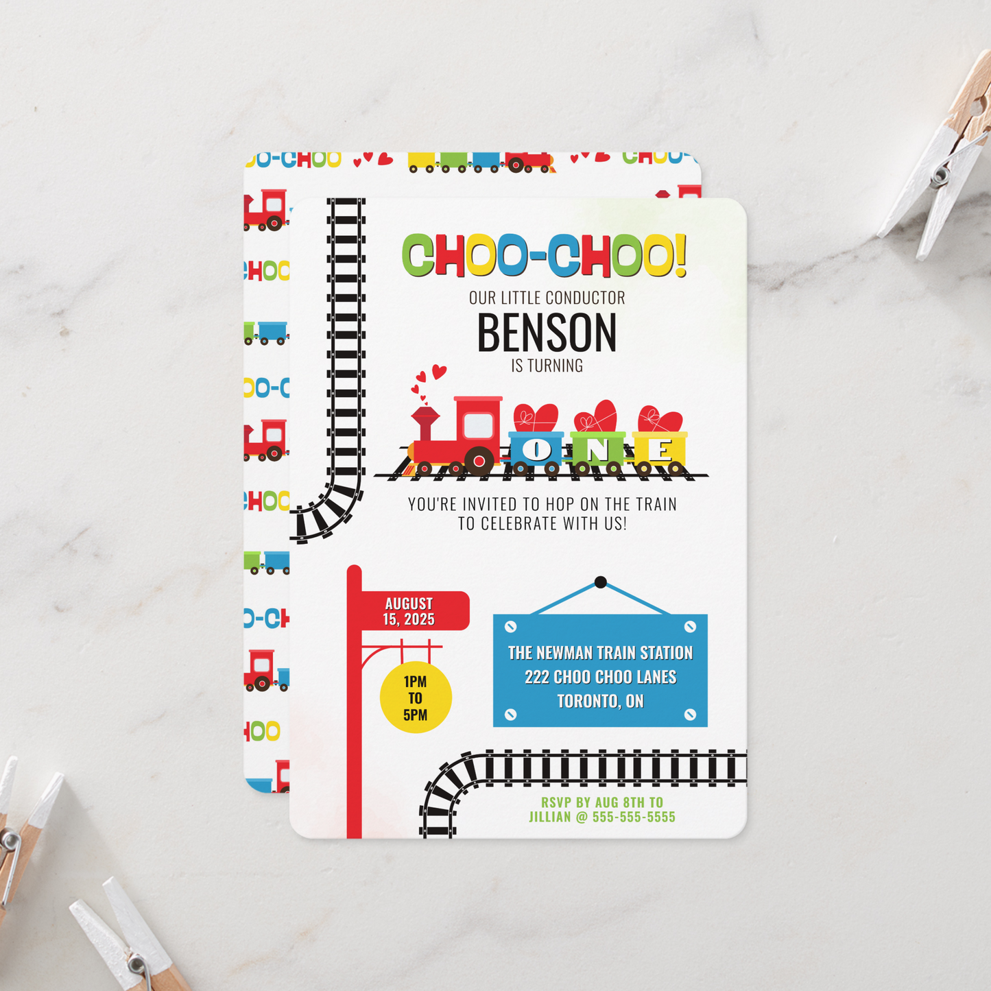 First Birthday Train Invitation