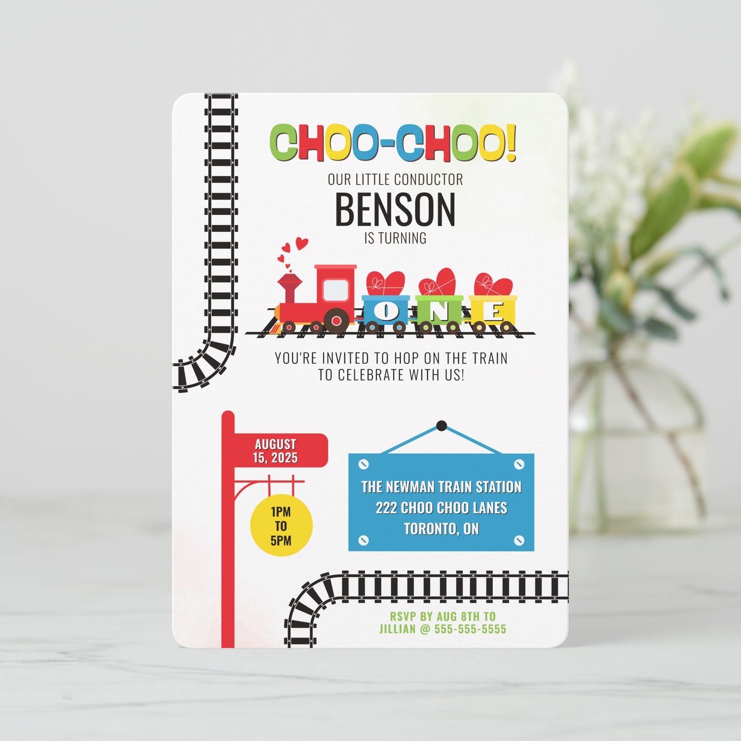 First Birthday Train Invitation
