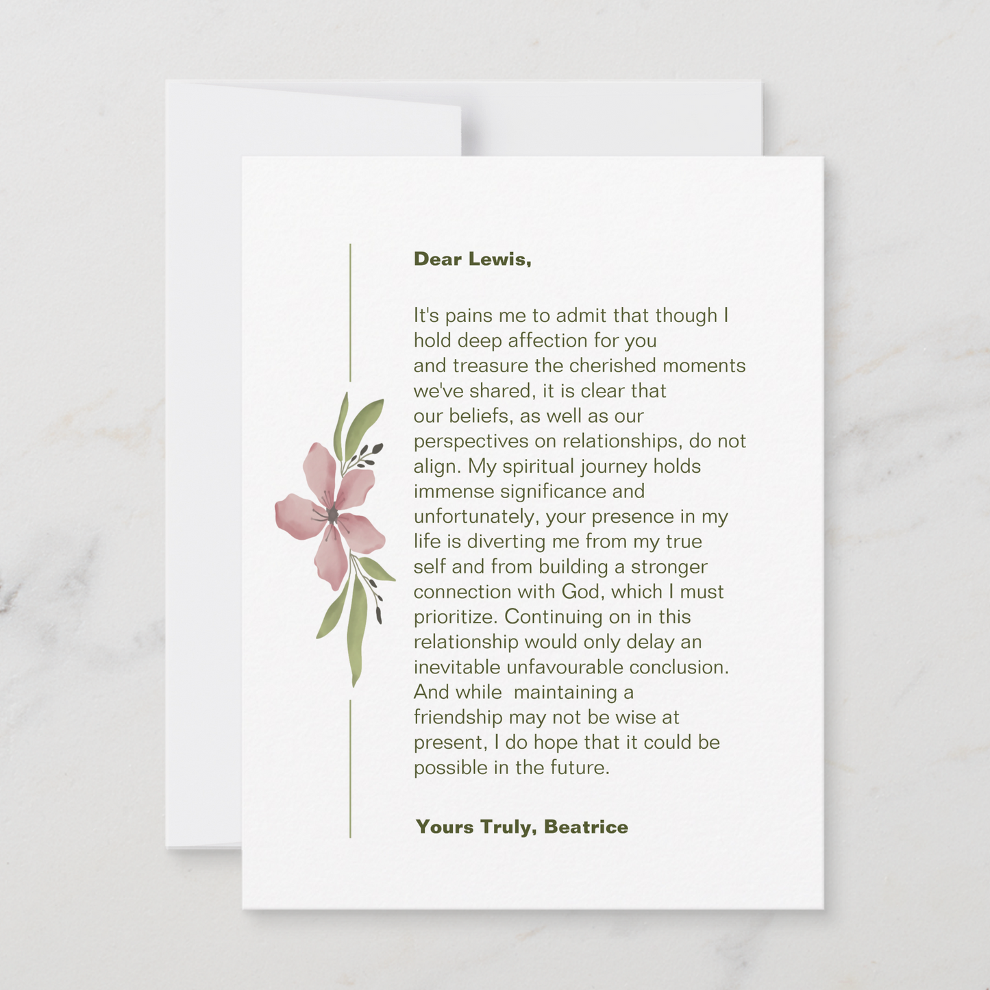 God Centered Breakup Card