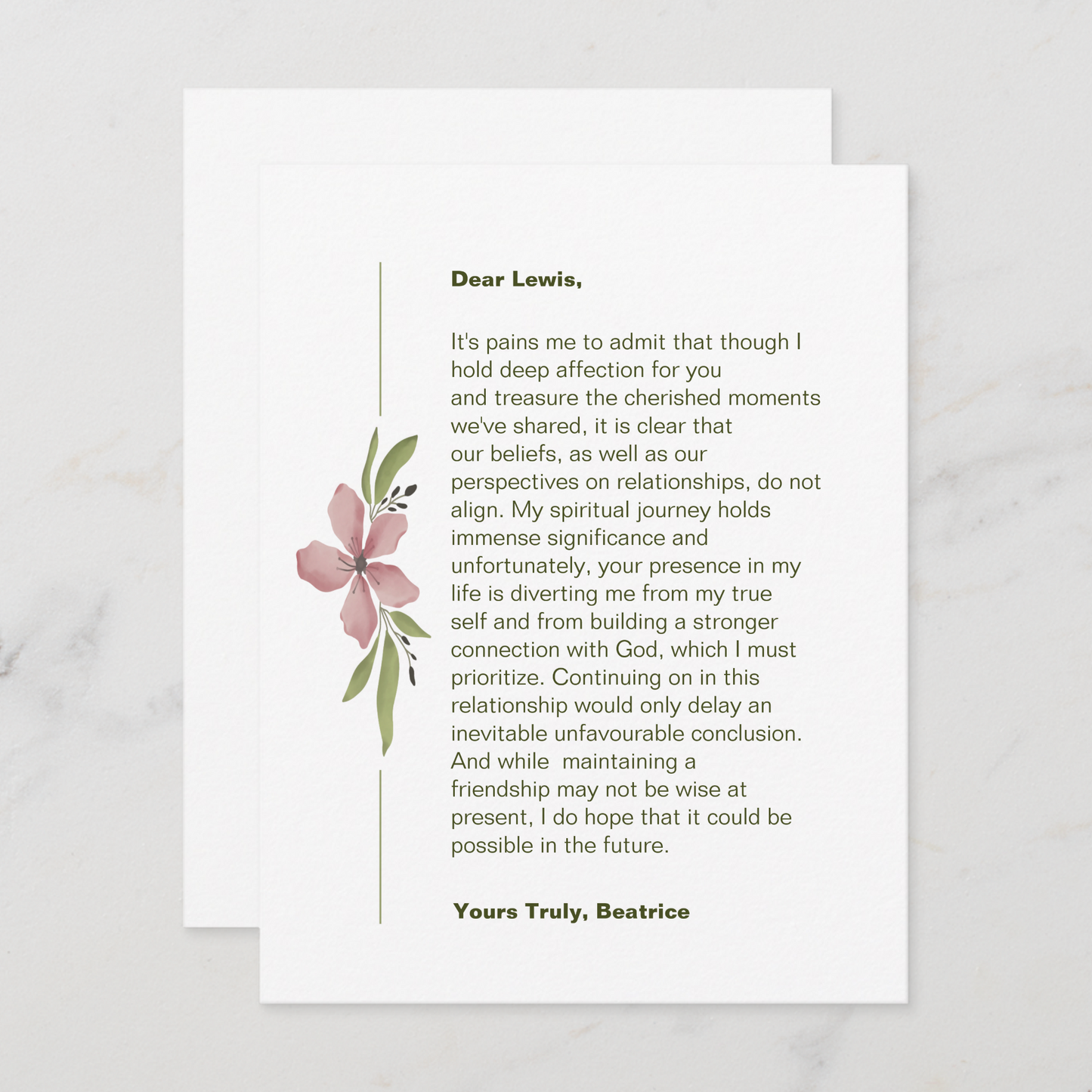 God Centered Breakup Card