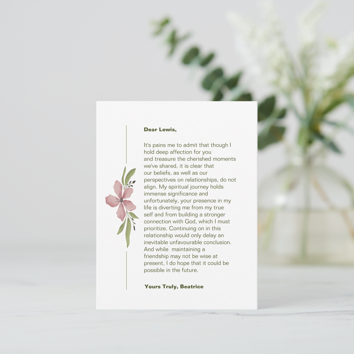 God Centered Breakup Card