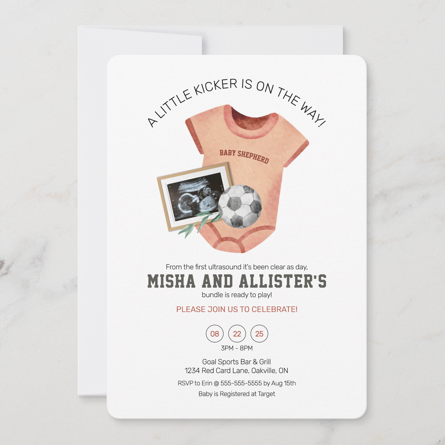 Little Kicker Soccer (Football) Baby Shower Invitation