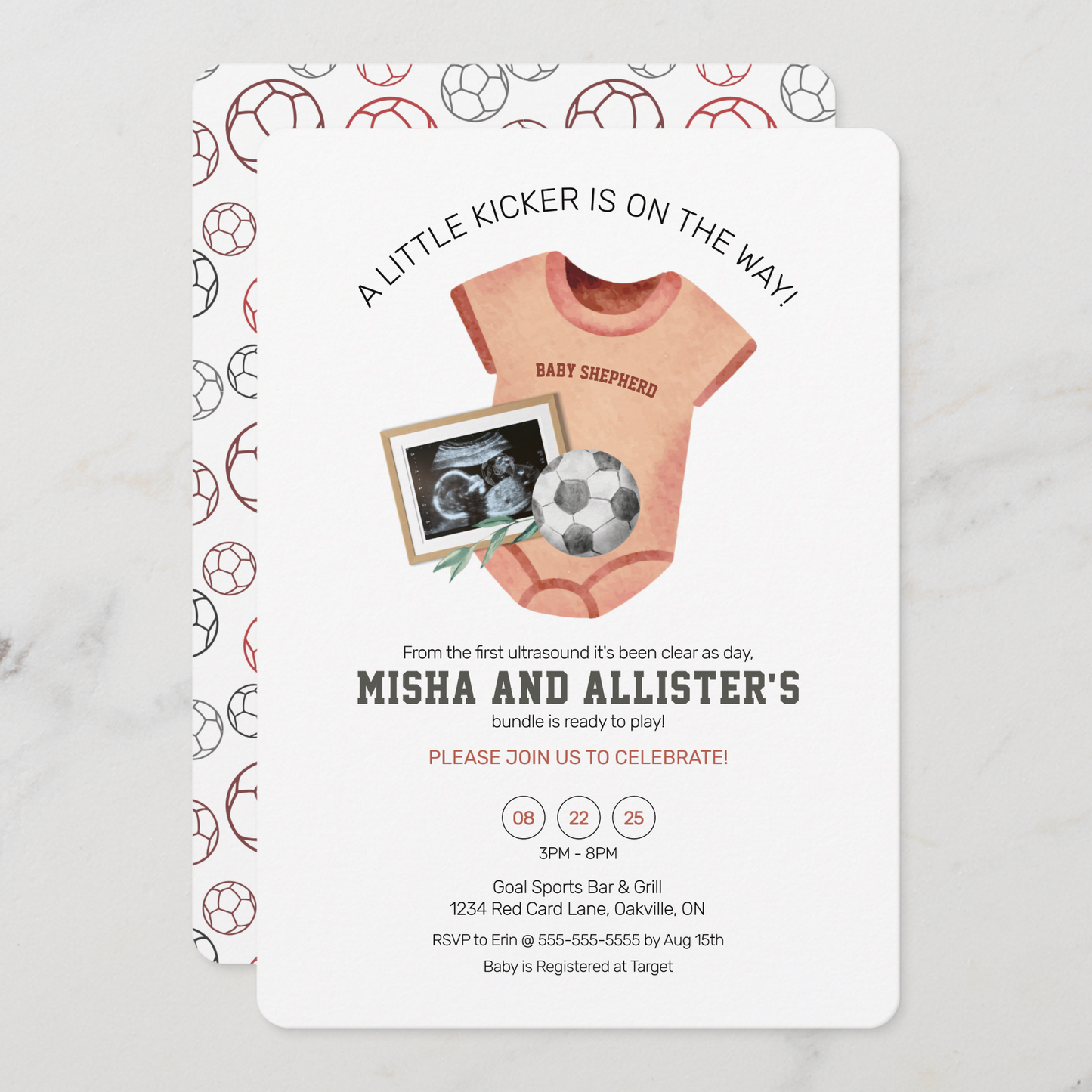 Little Kicker Soccer (Football) Baby Shower Invitation