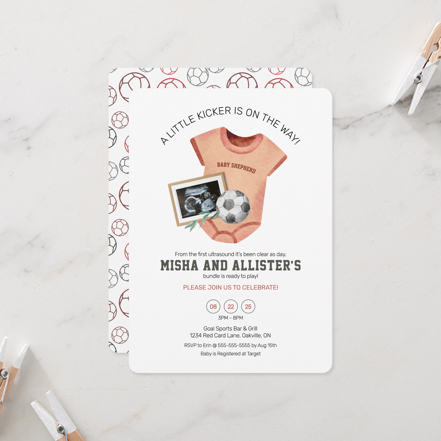 Little Kicker Soccer (Football) Baby Shower Invitation