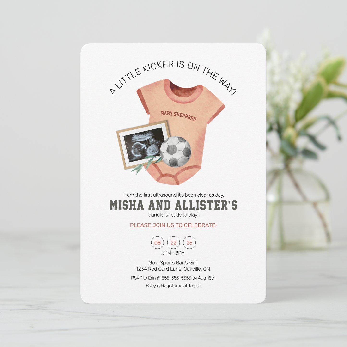 Little Kicker Soccer (Football) Baby Shower Invitation