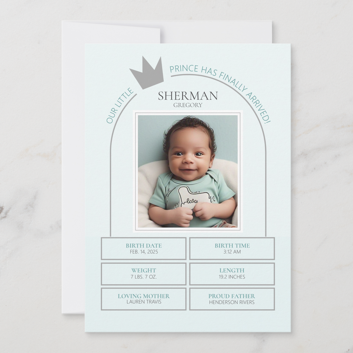 Little Prince Birth Announcement Card