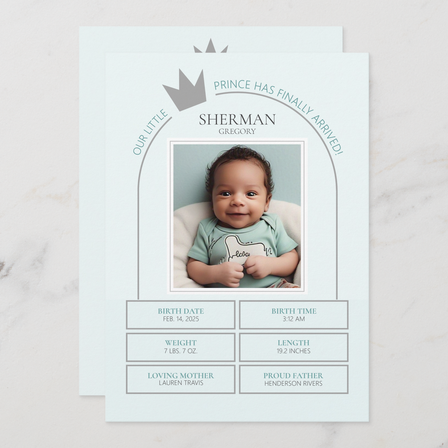 Little Prince Birth Announcement Card