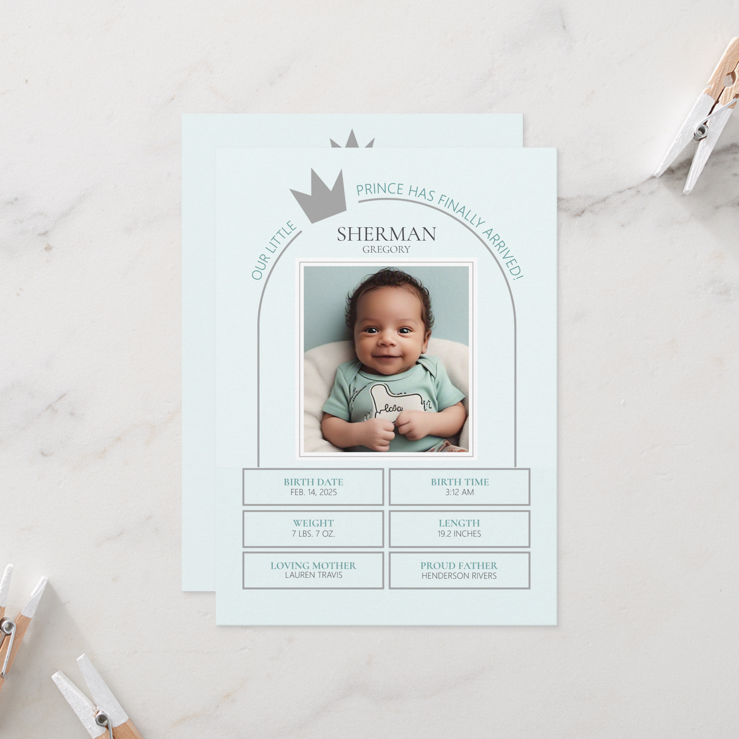 Little Prince Birth Announcement Card