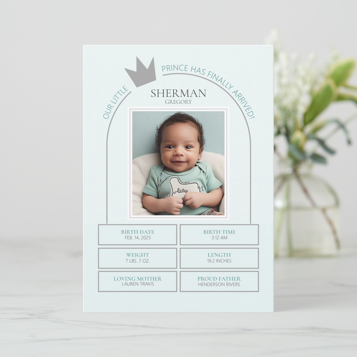 Little Prince Birth Announcement Card
