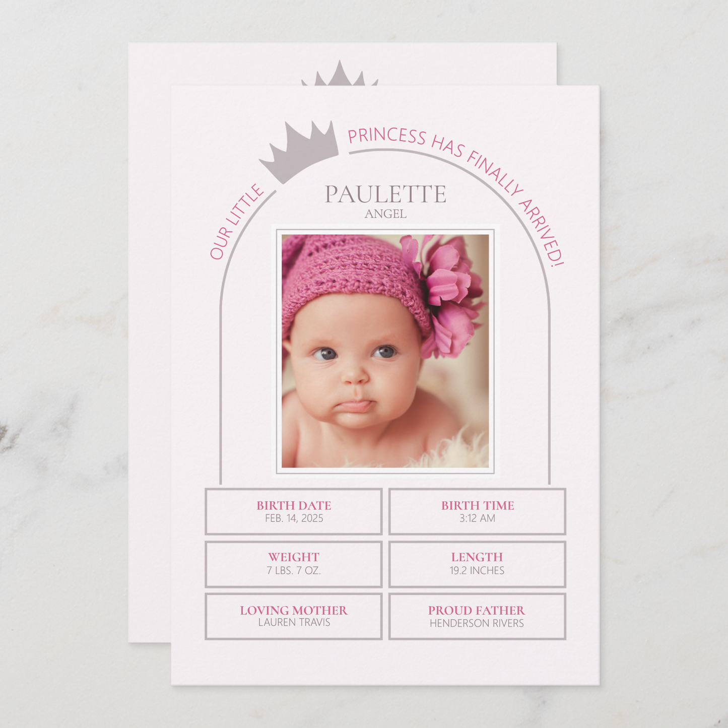 Little Princess Birth Announcement Card