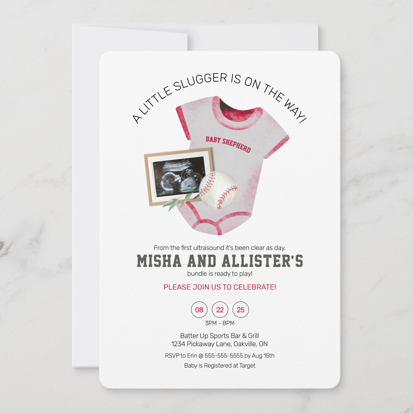 Tiny Slugger Baseball Baby Shower Invitation