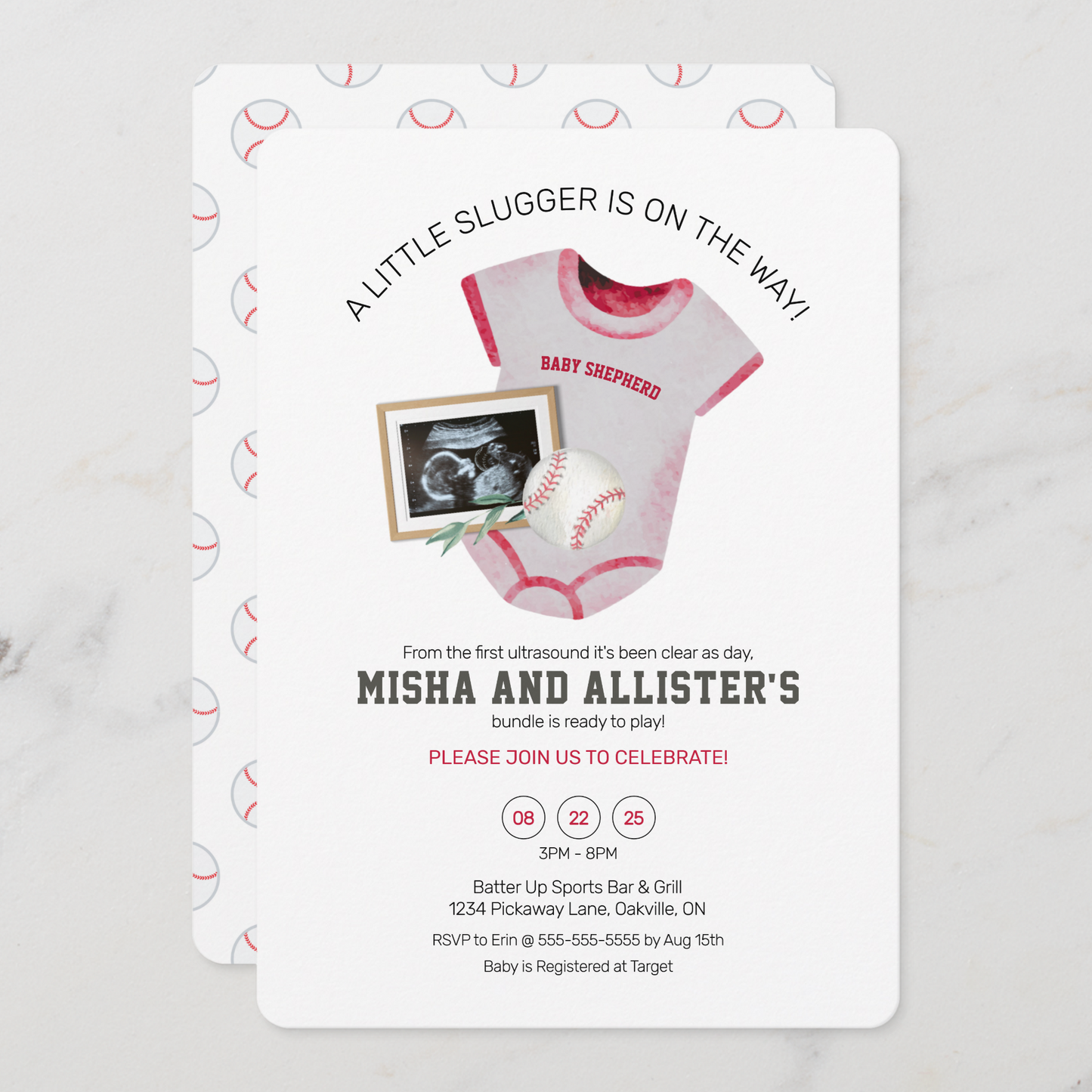 Tiny Slugger Baseball Baby Shower Invitation