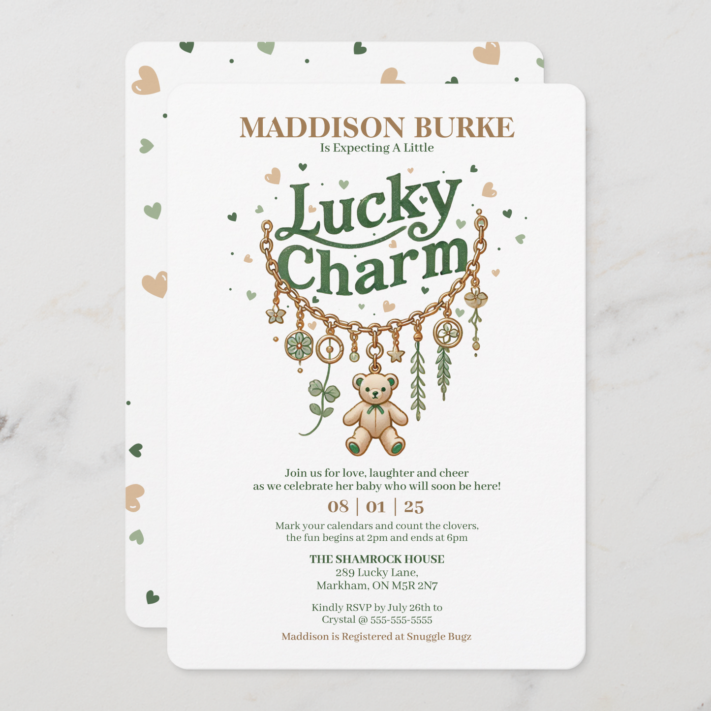 Lucky Charm Bracelet Baby Shower Invitation