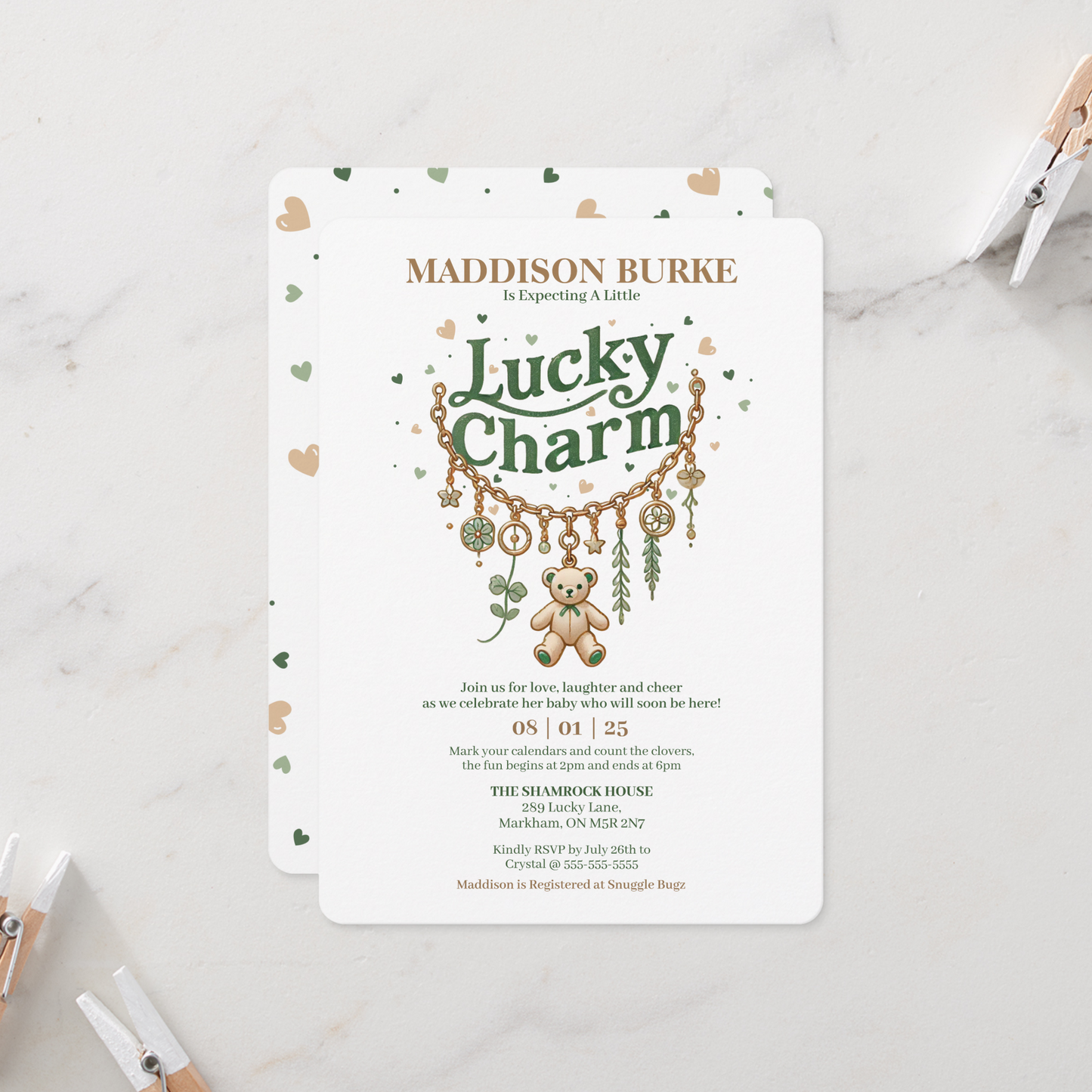 Lucky Charm Bracelet Baby Shower Invitation