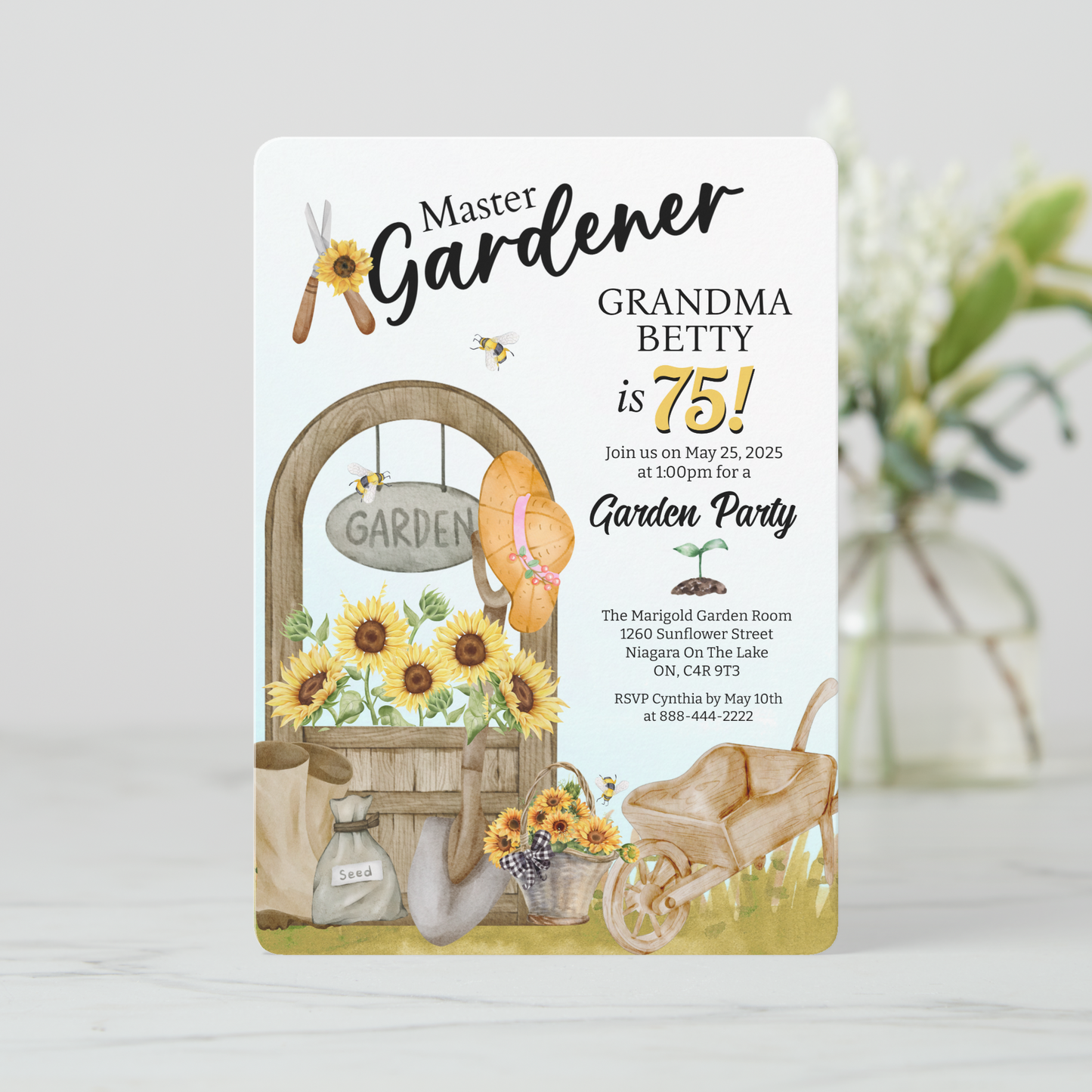Master Gardener Birthday Invitation