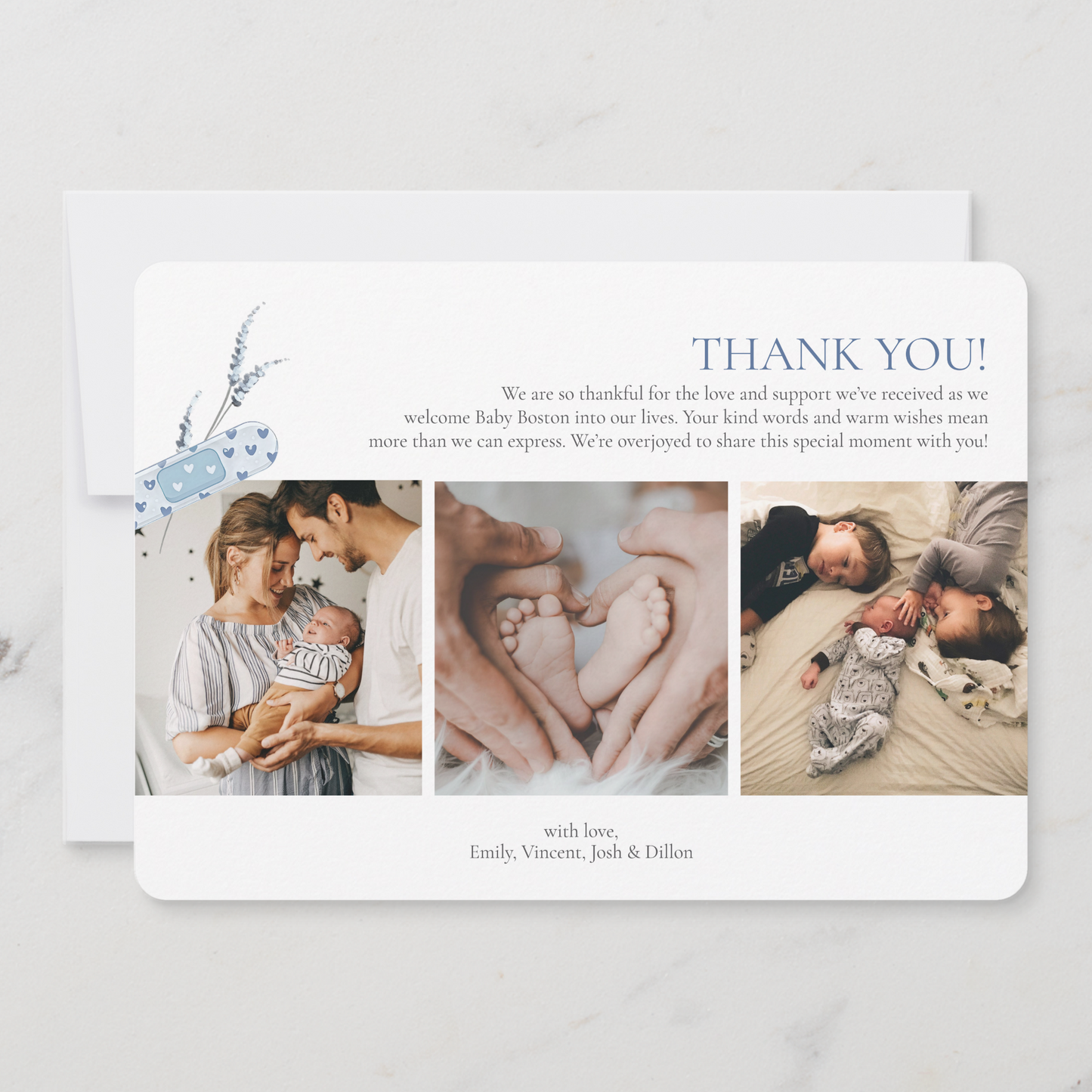 Mending Hearts Blue Baby Announcement Card