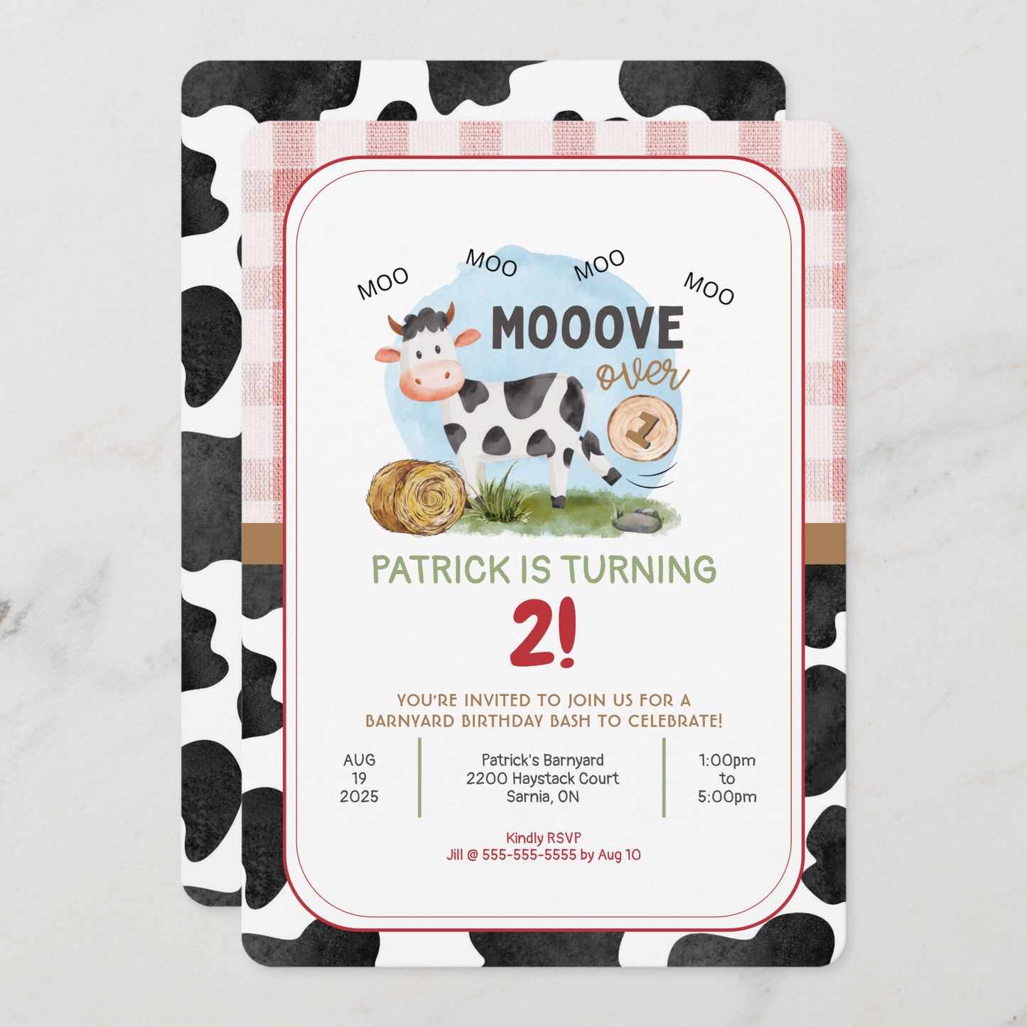 Mooove Over Farm Theme Birthday Invitation