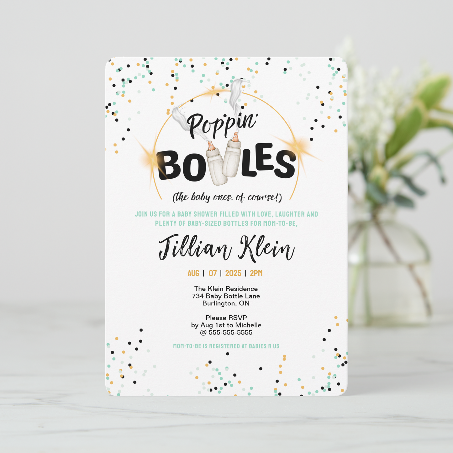 Poppin' Bottles Baby Shower Invitation
