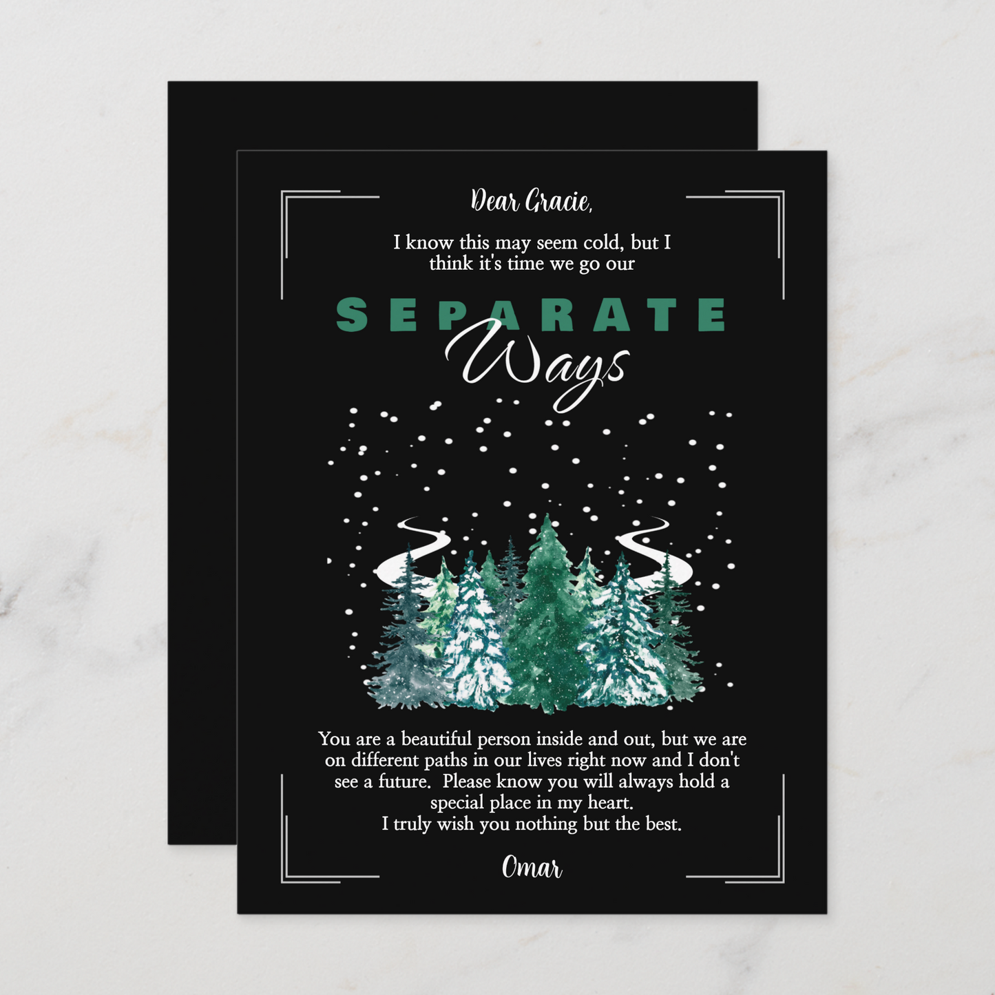 Separate Ways Breakup Card - 2 Editable Templates