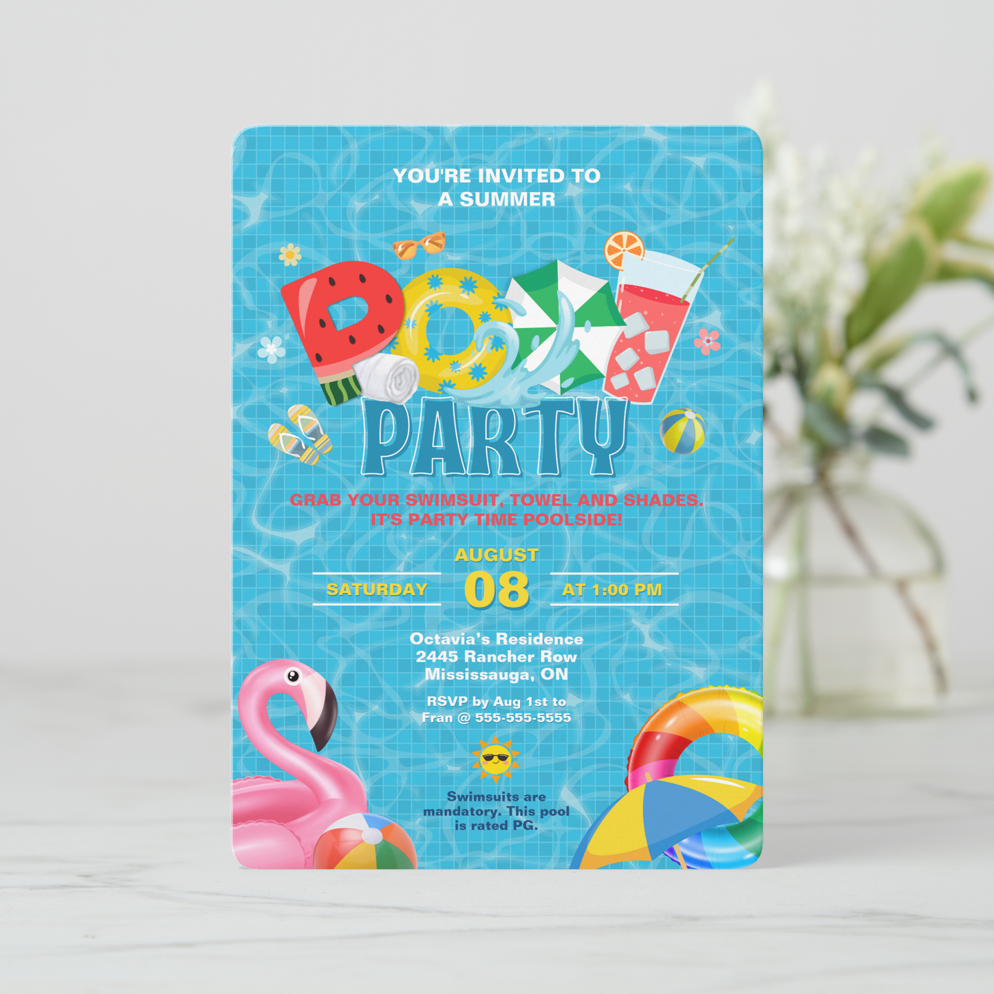 Splish Splash Pool Party Invitation