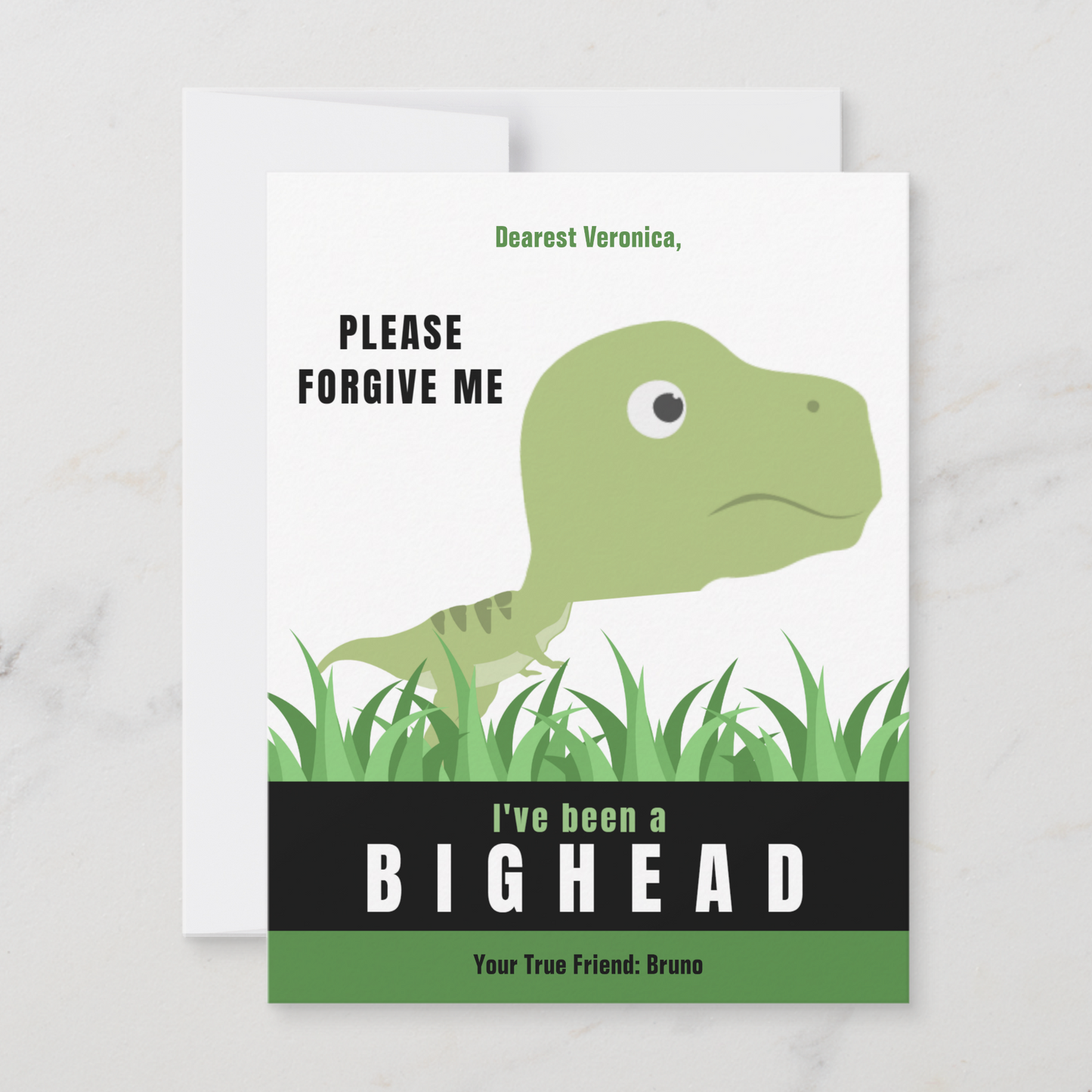 T-Rex Apology Card, Forgive Me Card