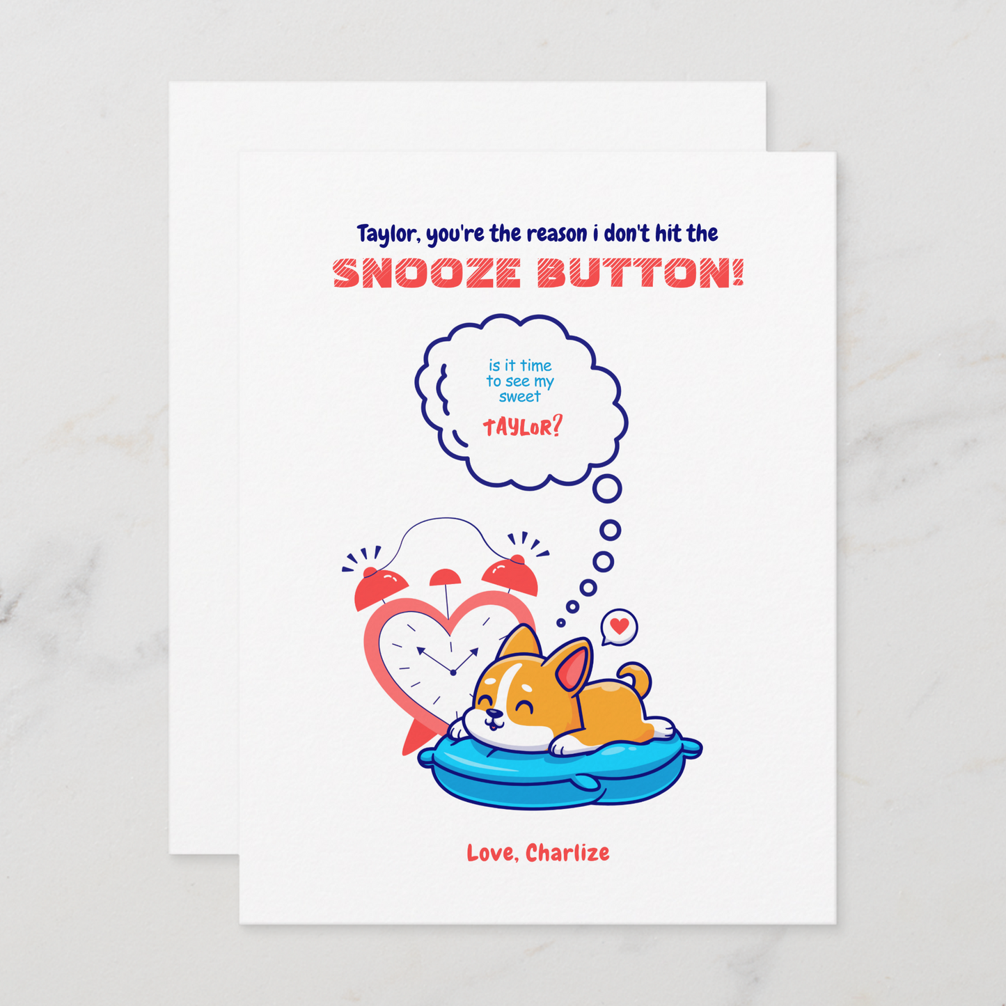 Hit The Snooze Button Valentine Card