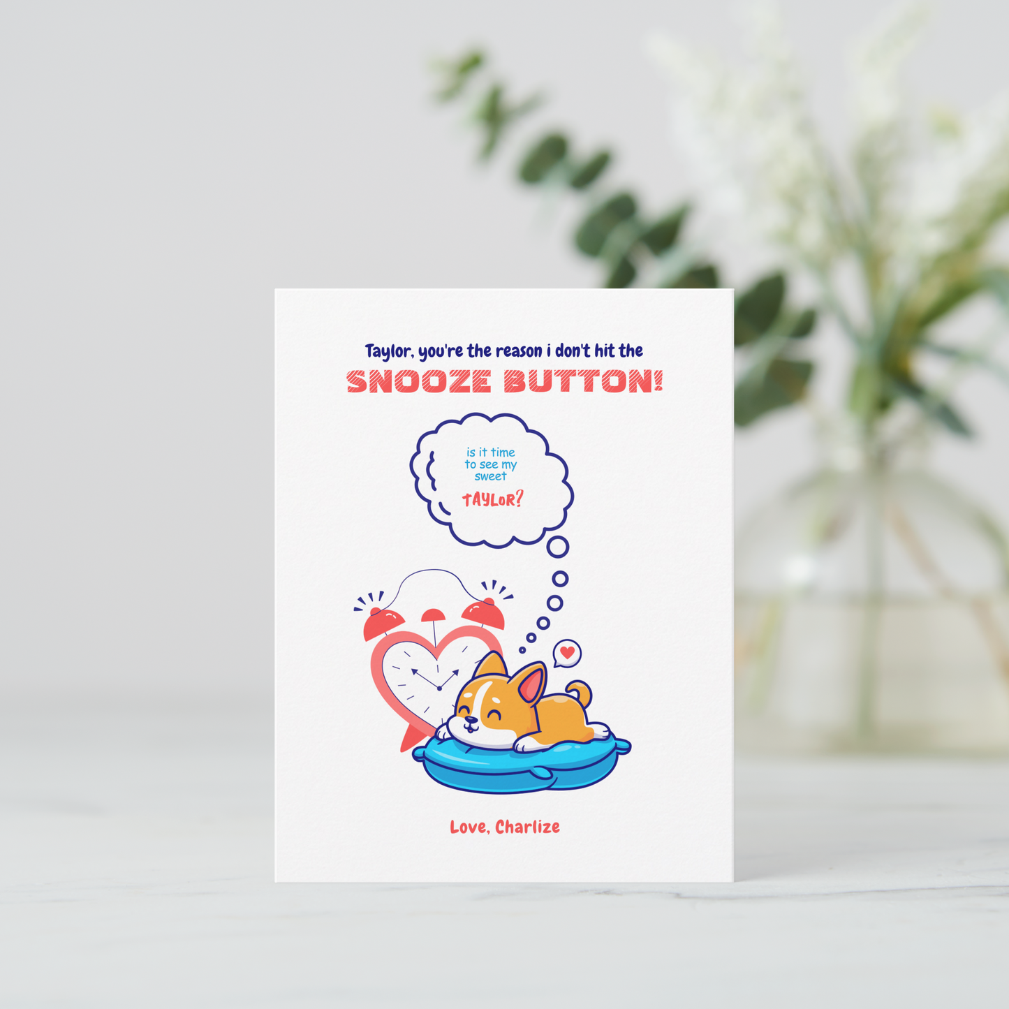 Hit The Snooze Button Valentine Card