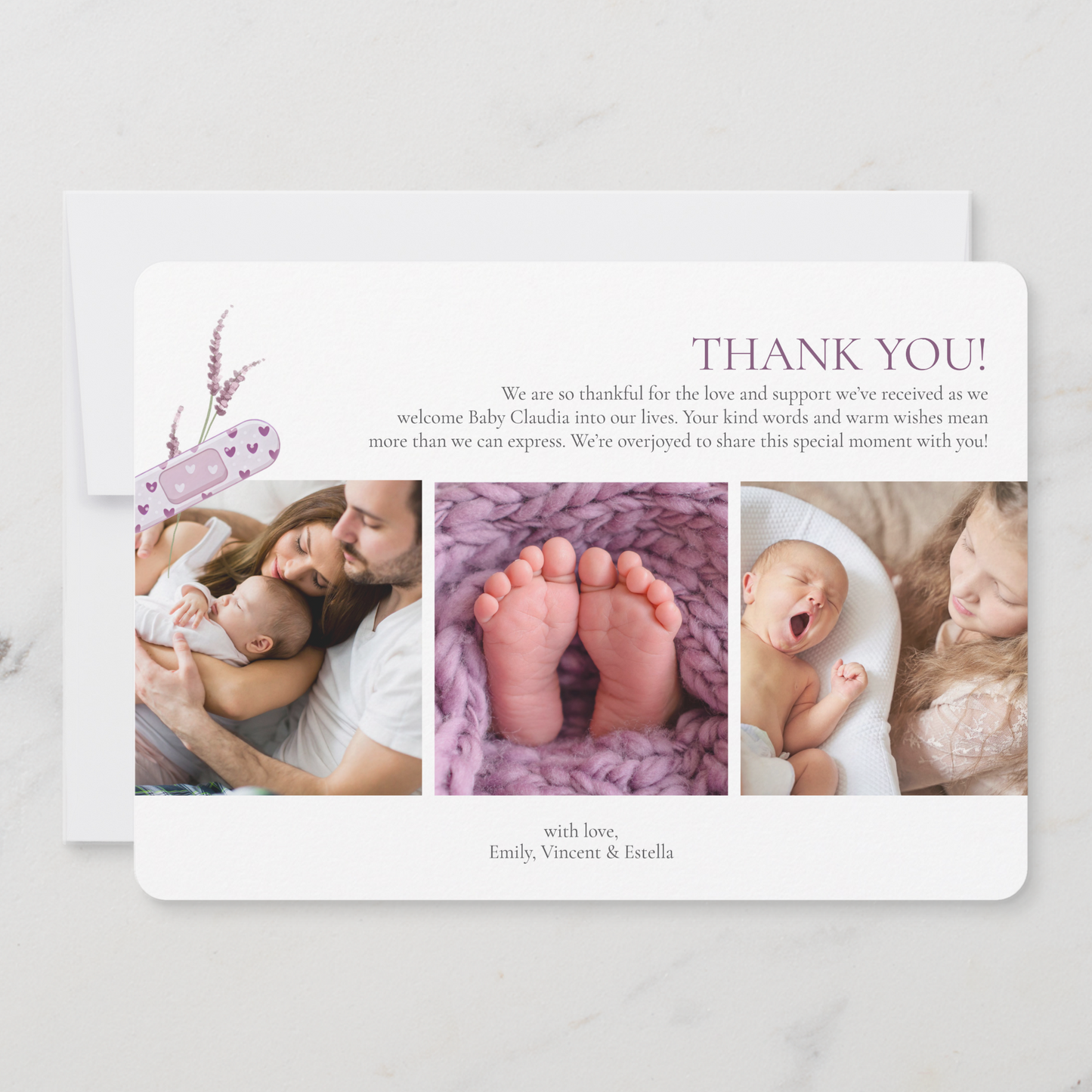 Mending Hearts Pink Baby Announcement Card