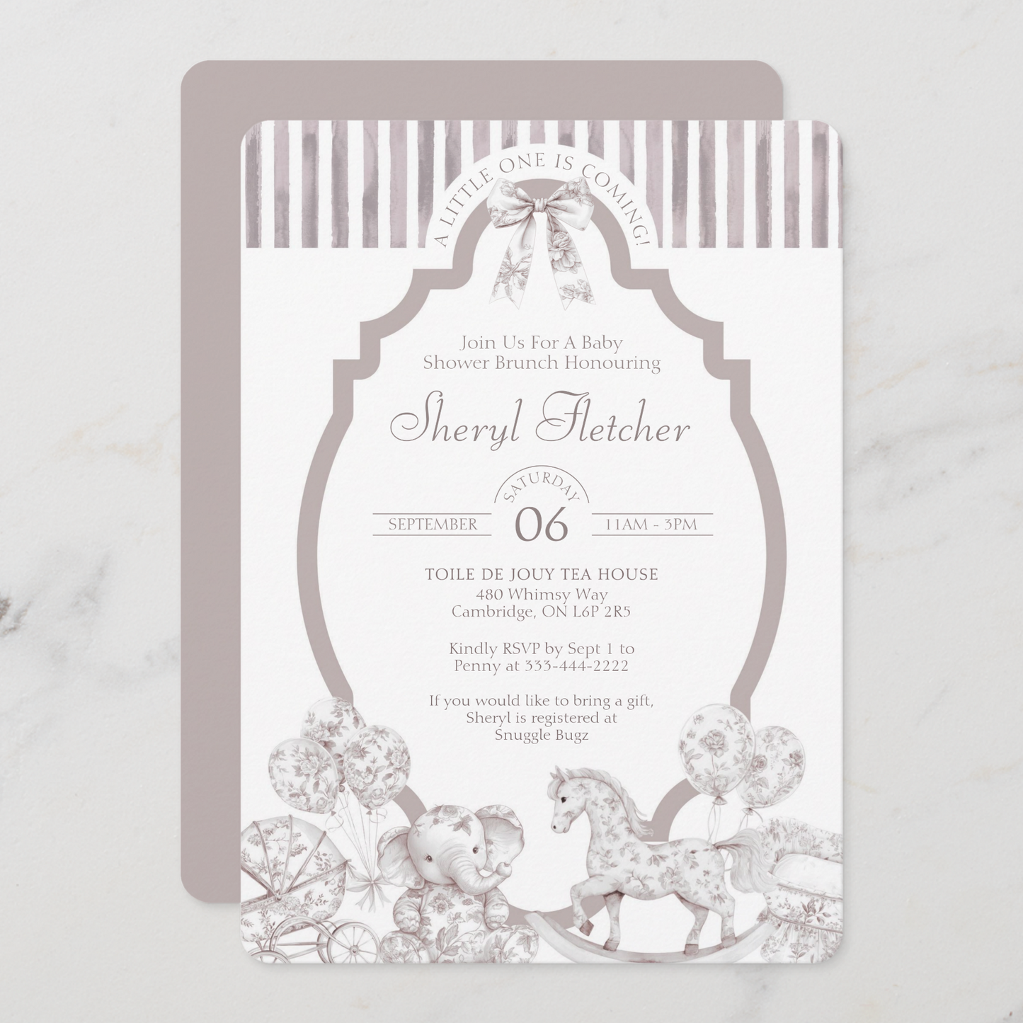 Neutral Toile De Jouy Baby Shower Invitation