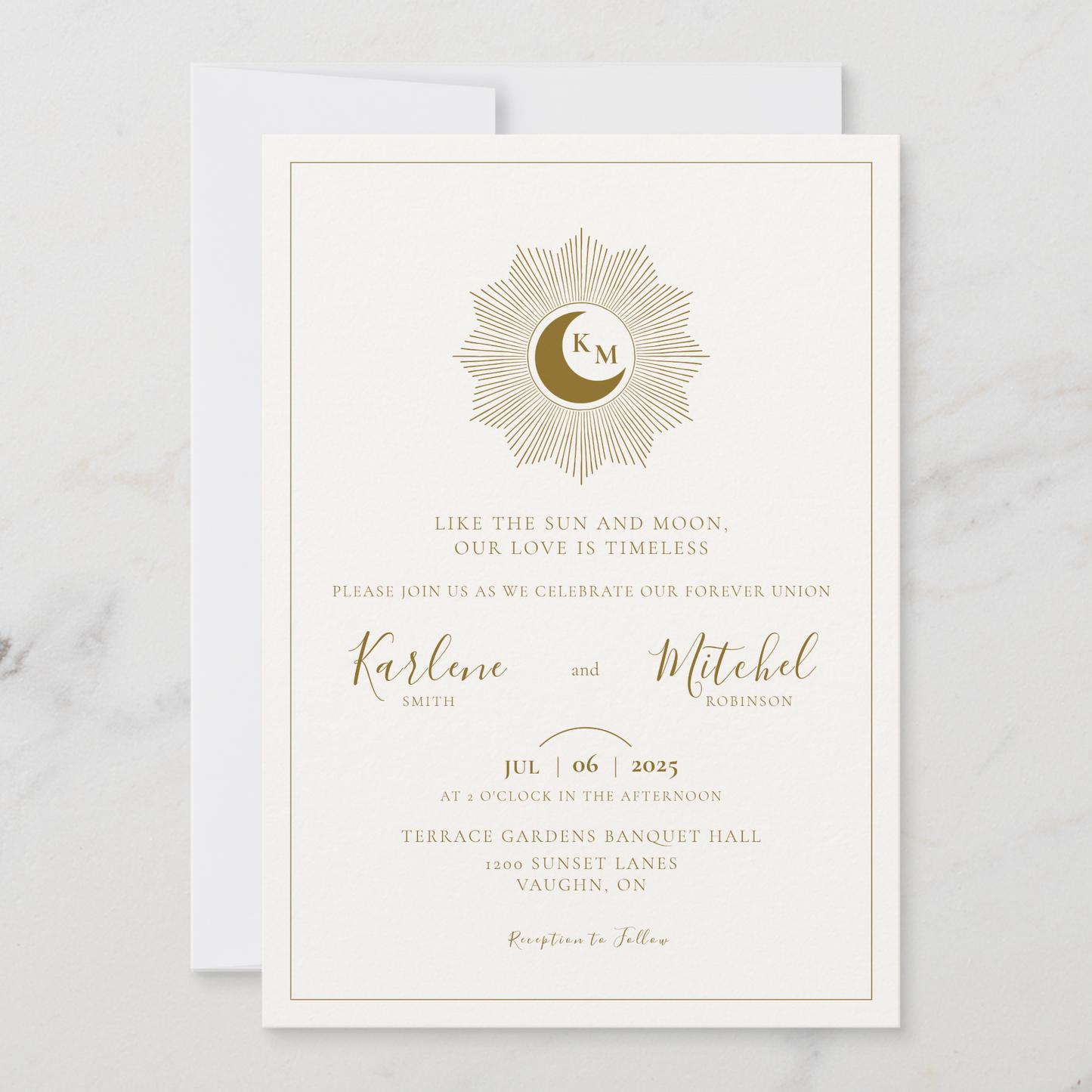 Sun and Moon Timeless Wedding Invitation