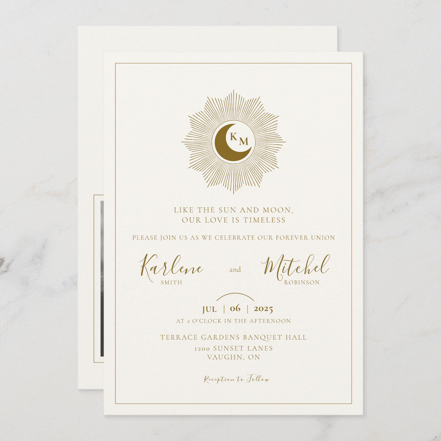 Sun and Moon Timeless Wedding Invitation