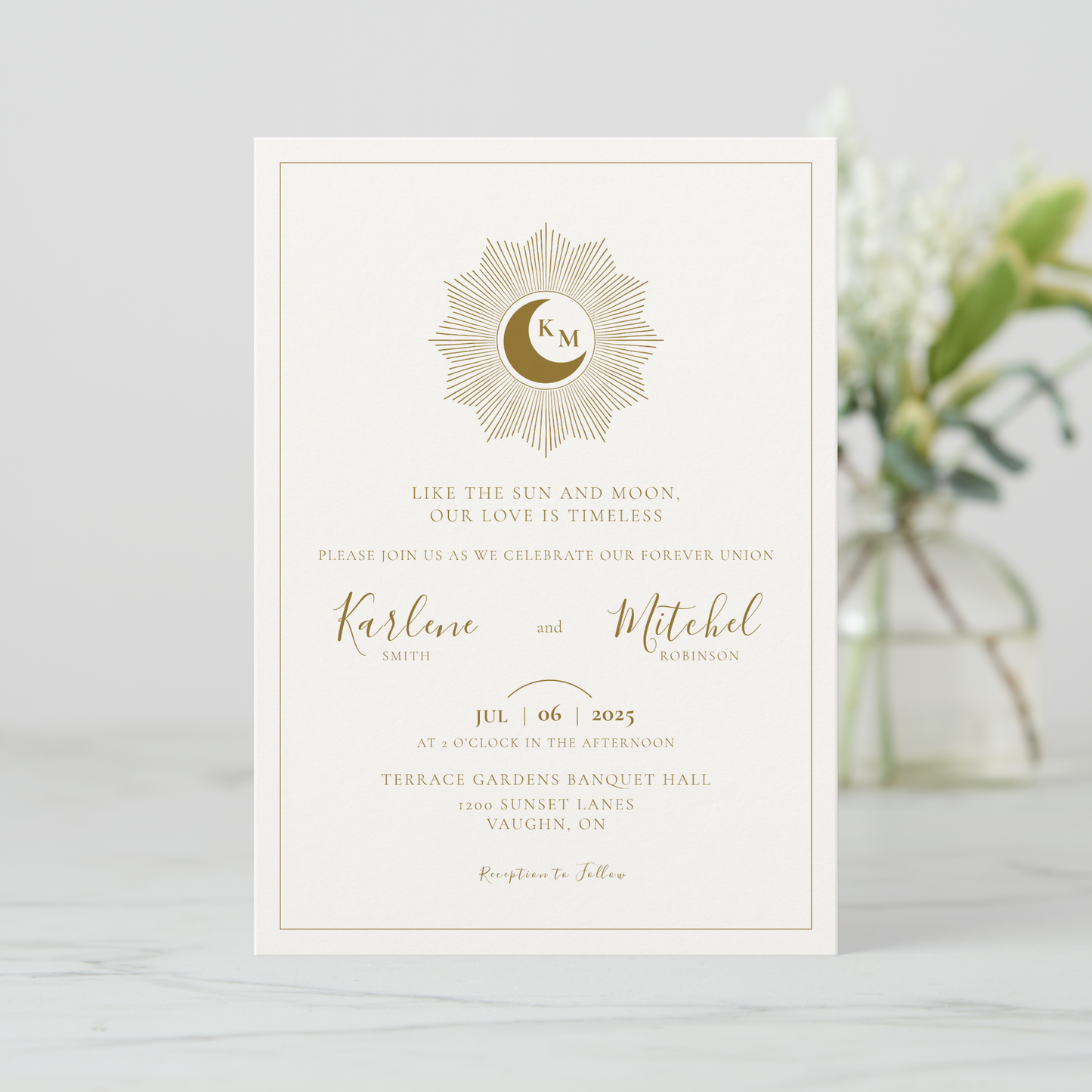 Sun and Moon Timeless Wedding Invitation