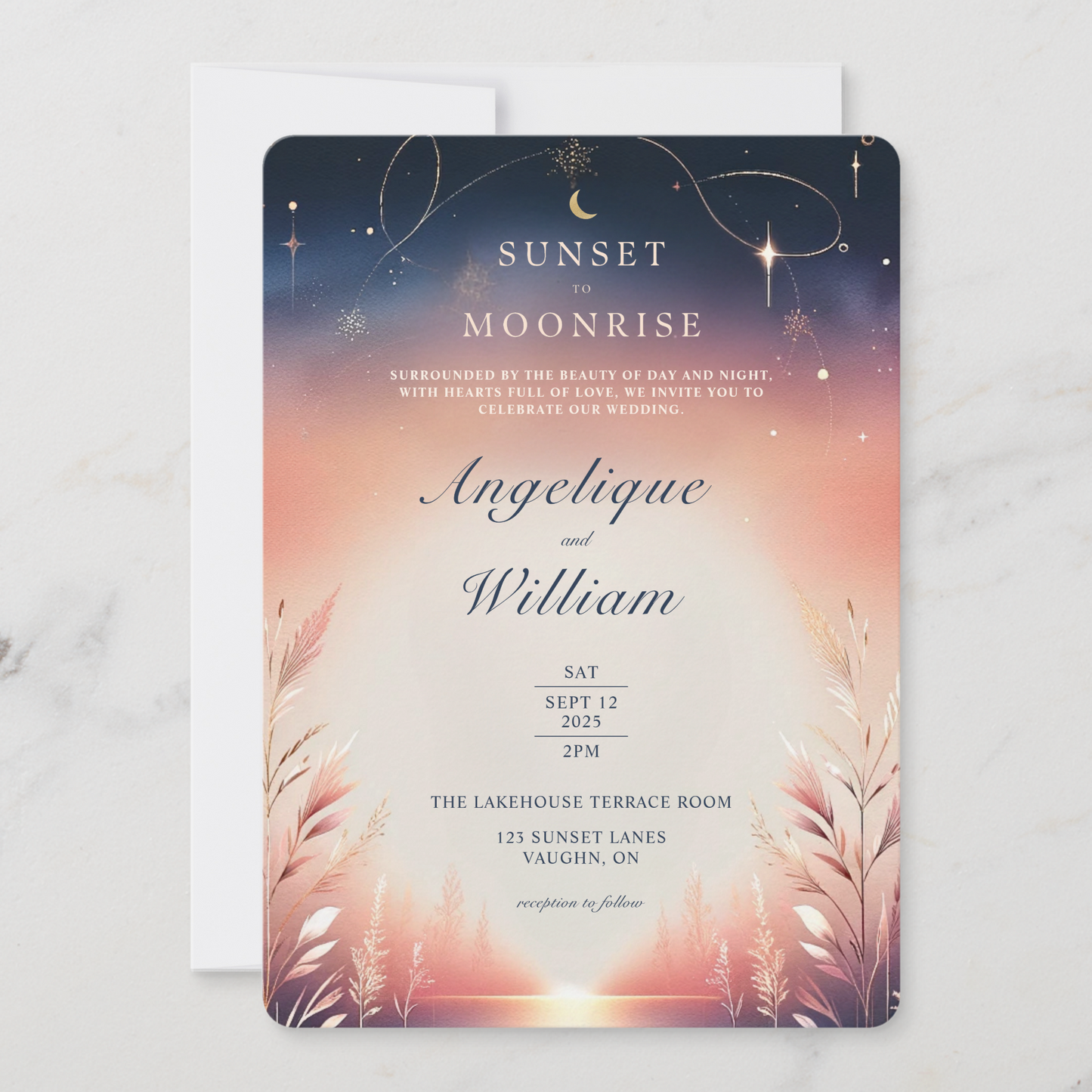 Sunset To Moonrise Wedding Invitation