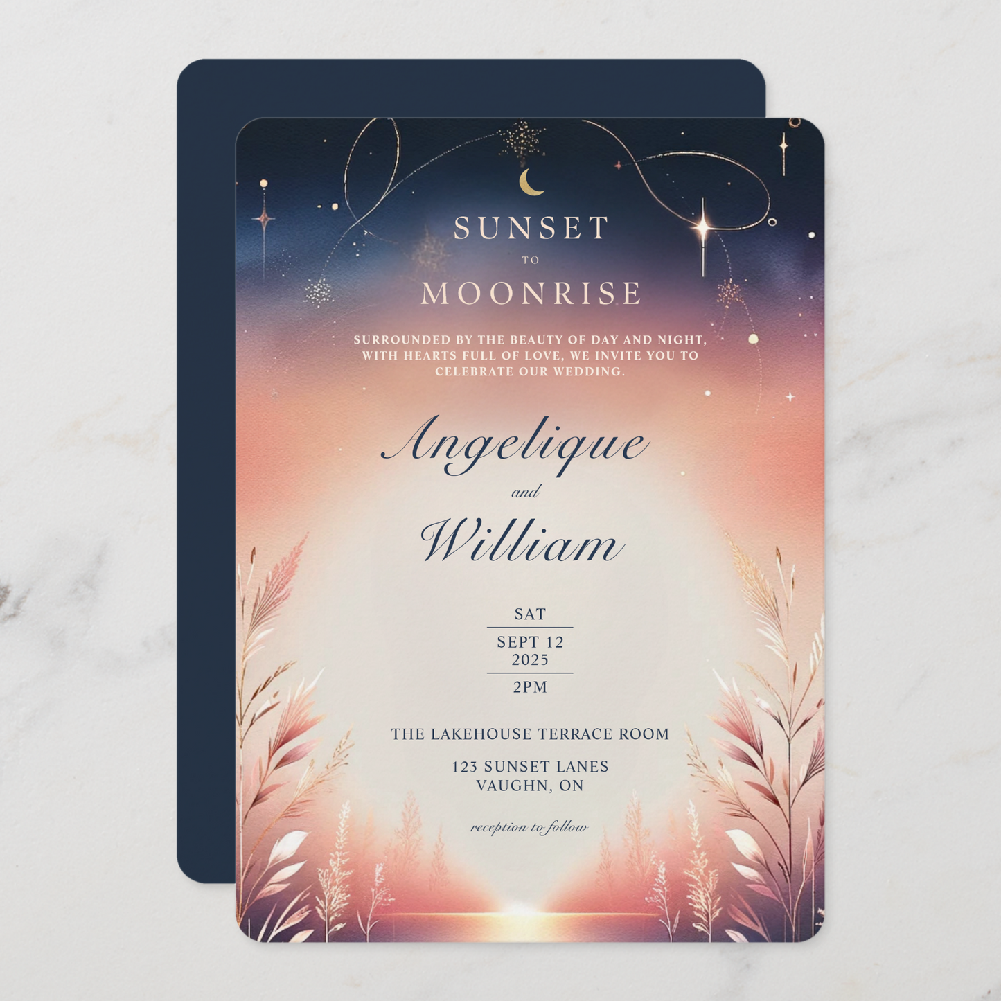 Sunset To Moonrise Wedding Invitation