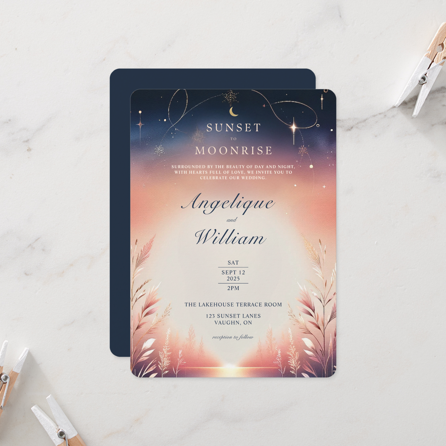 Sunset To Moonrise Wedding Invitation