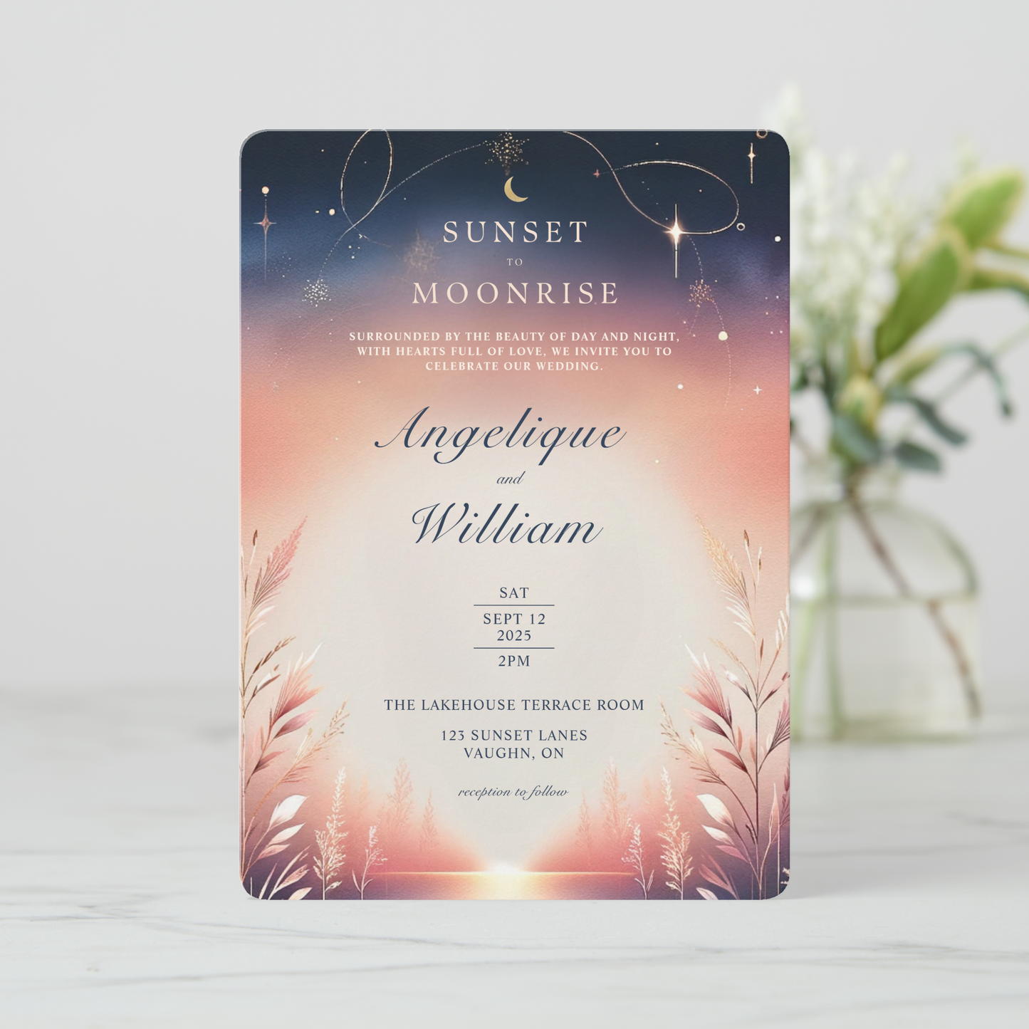 Sunset To Moonrise Wedding Invitation