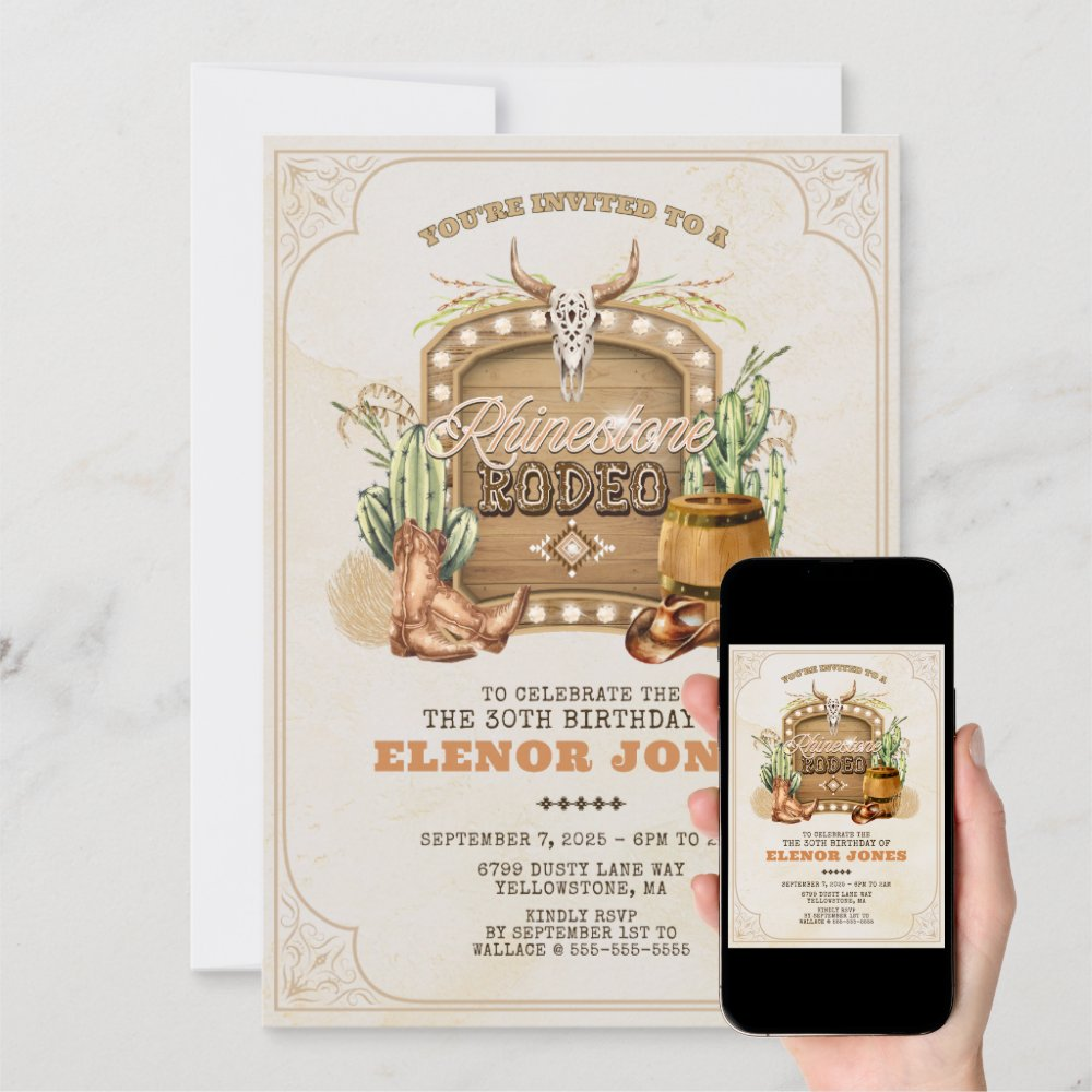 Rhinestone Rodeo Birthday Invitation