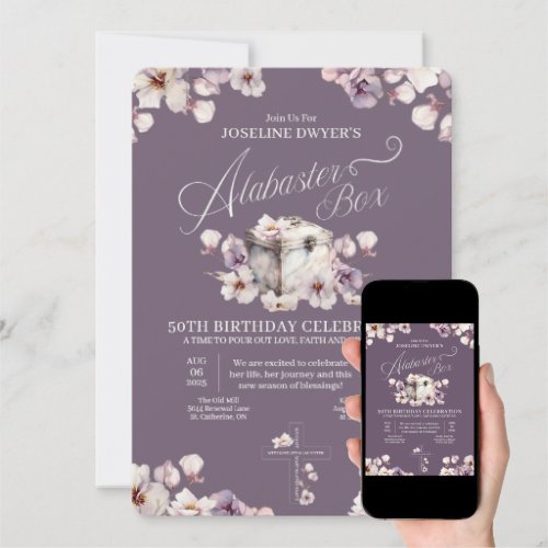 Alabaster Box Purple Birthday Invitation