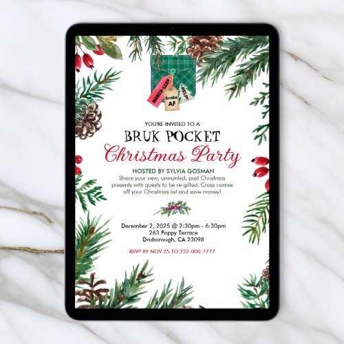 Bruk(Broke) Pocket Christmas Party Invitation