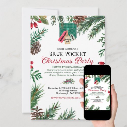 Bruk(Broke) Pocket Christmas Party Invitation