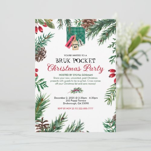 Bruk(Broke) Pocket Christmas Party Invitation