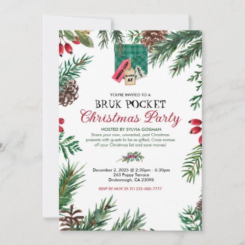 Bruk(Broke) Pocket Christmas Party Invitation