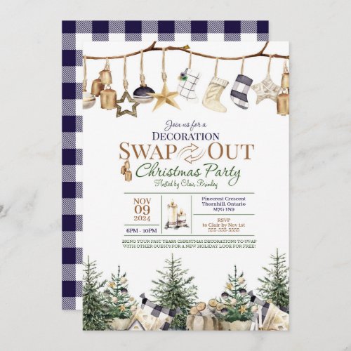 Decoration Swap Out Christmas Party Invitation, Christmas Exchange, Holiday Party - Size 5x7, Editable Template