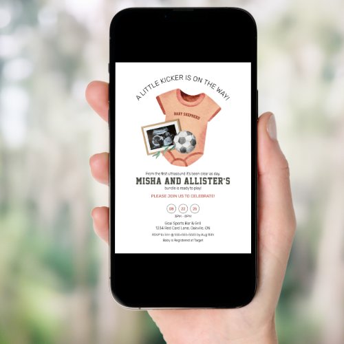 Little Kicker Soccer (Football) Baby Shower Invitation