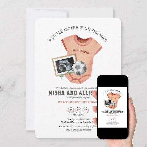 Little Kicker Soccer (Football) Baby Shower Invitation