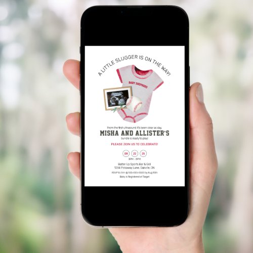 Tiny Slugger Baseball Baby Shower Invitation