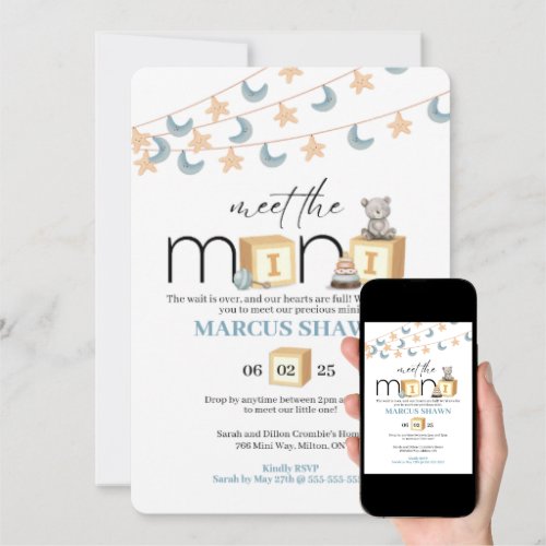 Meet The Mini Baby Welcome Invitation