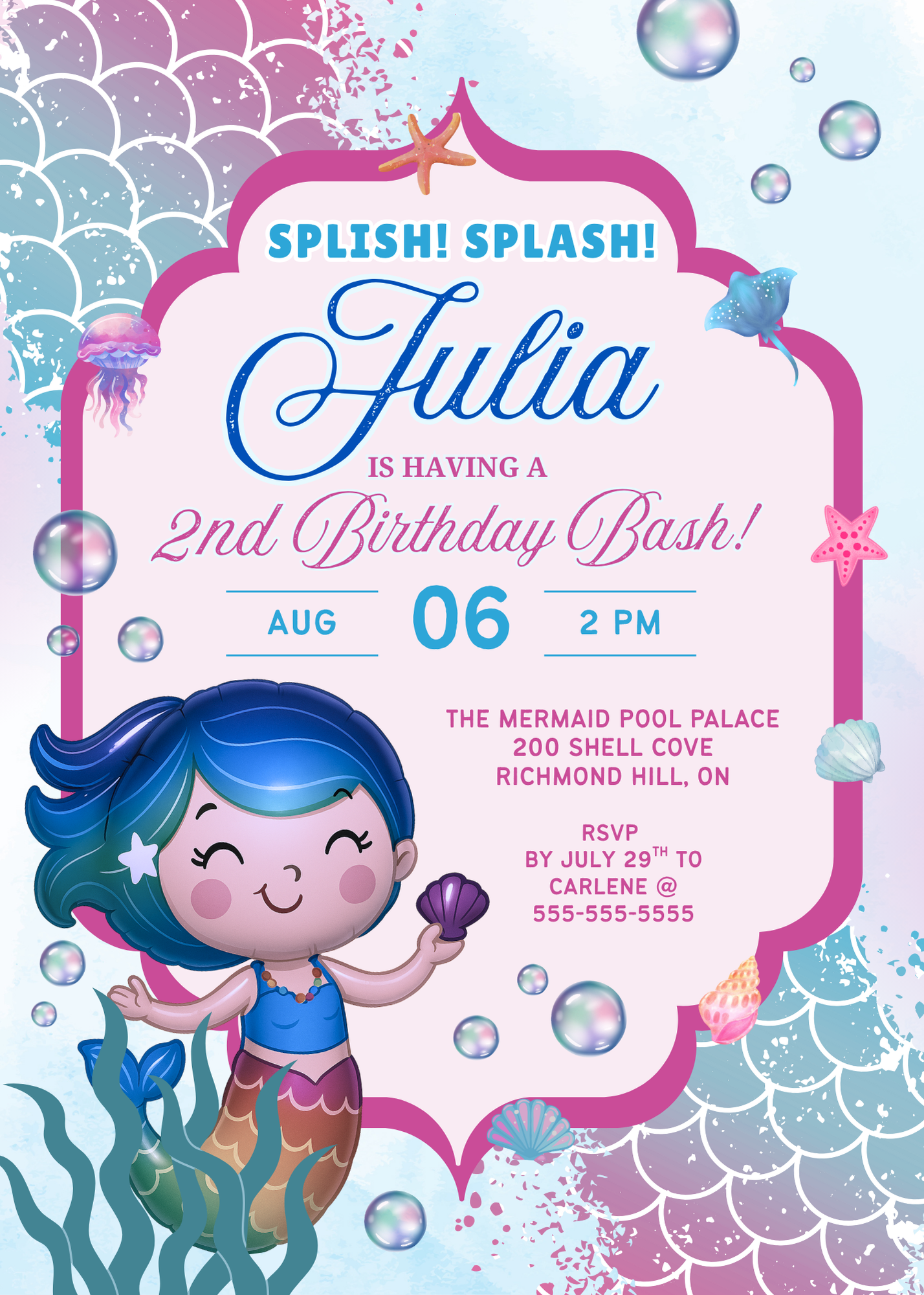Magical Mermaid Birthday Invitation