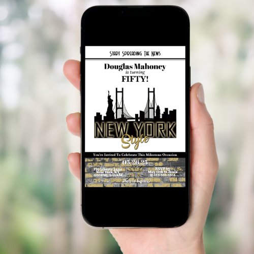 New York Theme Invitation, Birthday Invitation, Milestone Birthday - Size 5x7, Editable Template